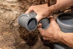Quality Service Today plumber performing trenchless sewer repairs.